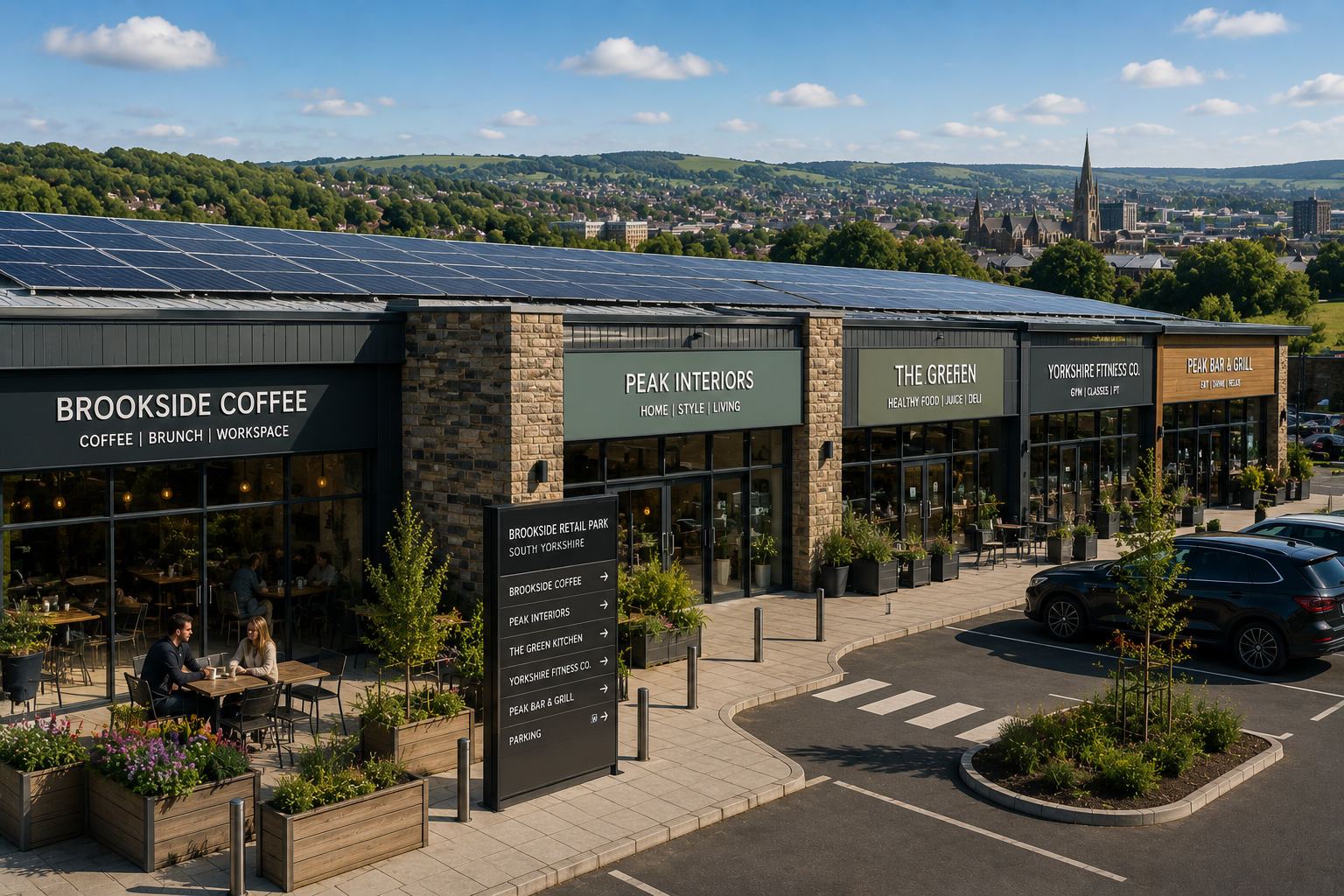 Solar panes at a retail park